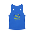 SHOW ME A PICTURE OF YOUR DOG OR F*CK OFF Blue/Yellow - Women’s Ruched Tank Top