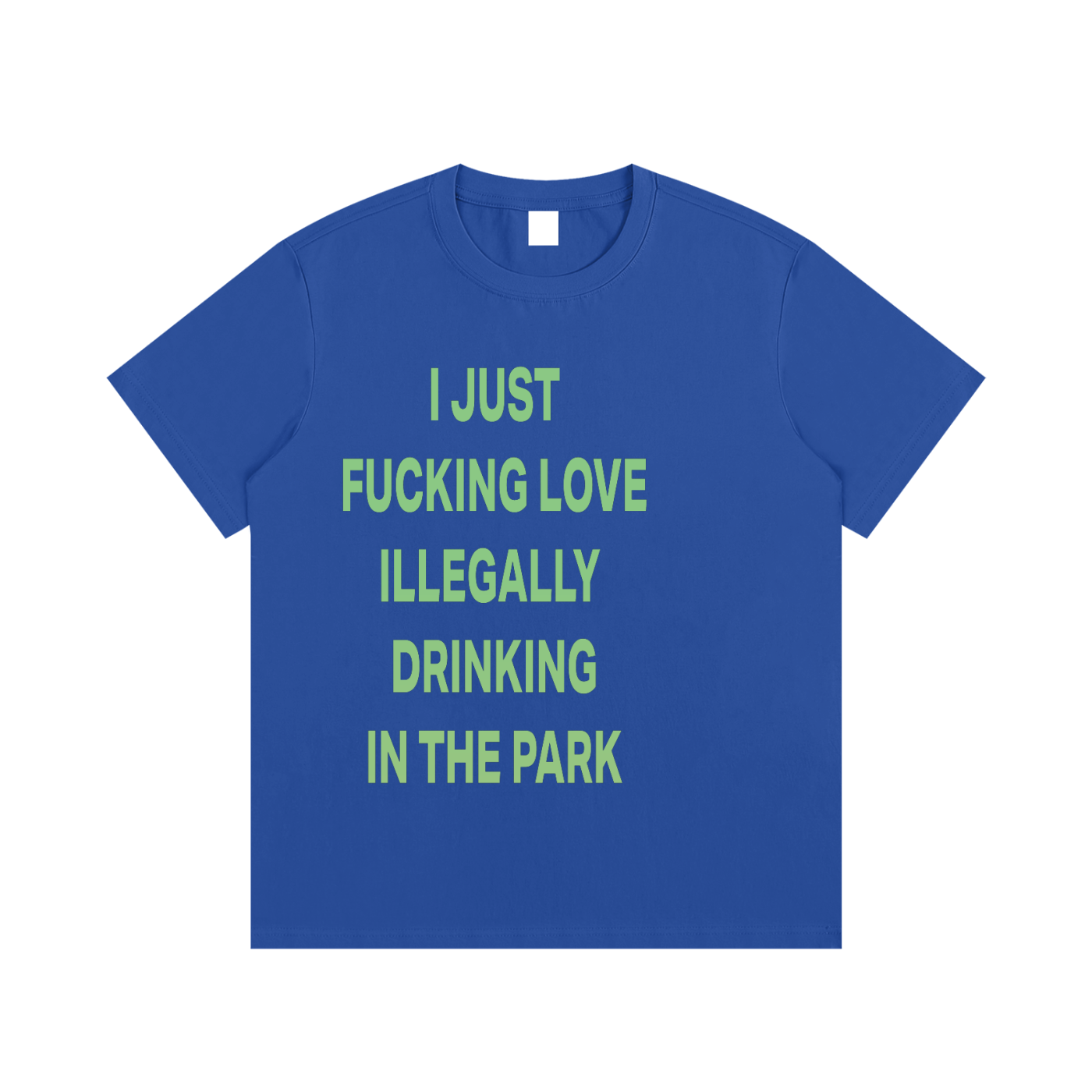 I JUST FUCKING LOVE ILLEGALLY  DRINKING IN THE PARK Blue/Green - Essential Cotton T-Shirt