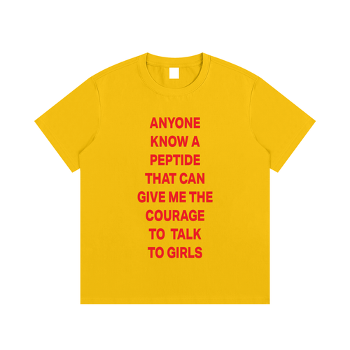 ANYONE KNOW A PEPTIDE THAT CAN GIVE ME THE COURAGE TO  TALK TO GIRLS Red - Essential Cotton T-Shirt
