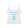 3 LOVES IN MY LIFE GEAR BEER QUEERS Light Blue - Women’s Slim Fit Open-Back Tank Top